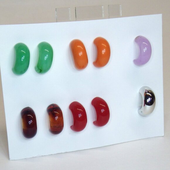 Vintage KJL by Kenneth Jay Lane half hoop Lucite earrings signed 4 pair 2 single - Picture 5 of 10